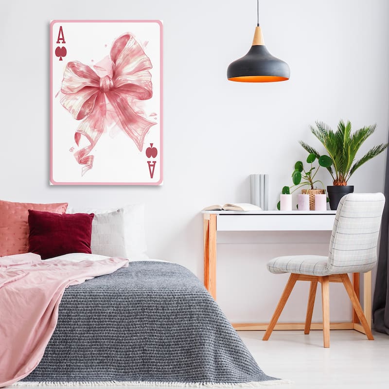 Stupell Pastel Bow Playing Card Canvas Wall Art Design By LSR Design Studio