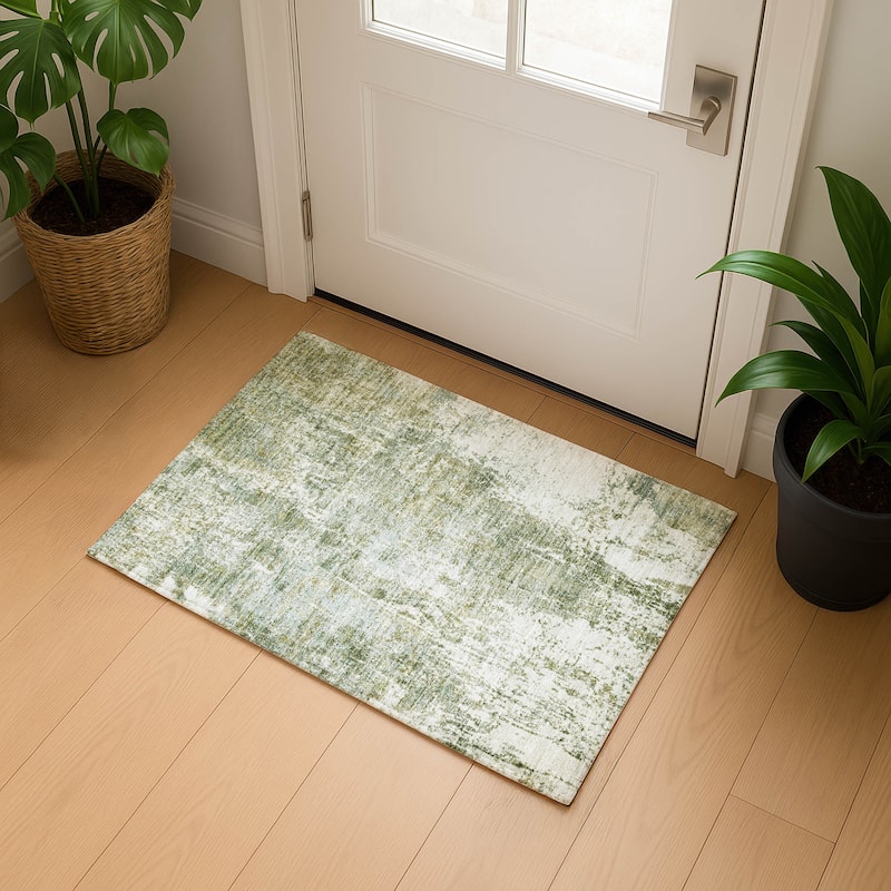 Premium Washable Super Soft Abstract Mayfield Rug - Aloe - 1'8" x 2'6"