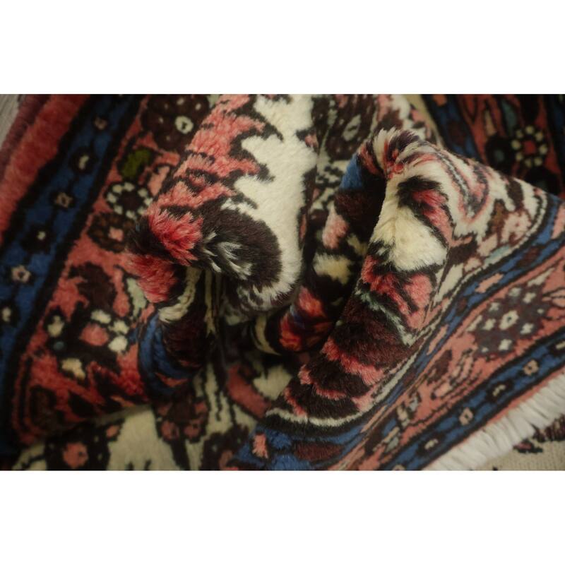 Hand Knotted Oriental 100% Wool Carpet Traditional Tribal Beige & Ivories Hamedan Runner Rug - 6' 8'' X 2' 10''