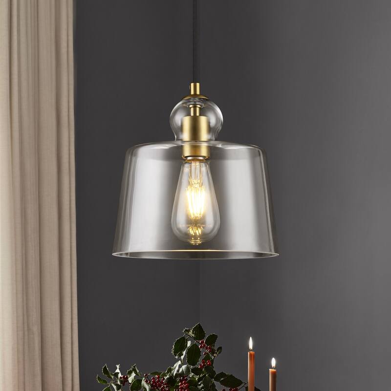 8.7" 1-Light Modern Mini Chrome/Gold/Matte Black Clear Glass Pendant Light for Kitchen Island Dining Room