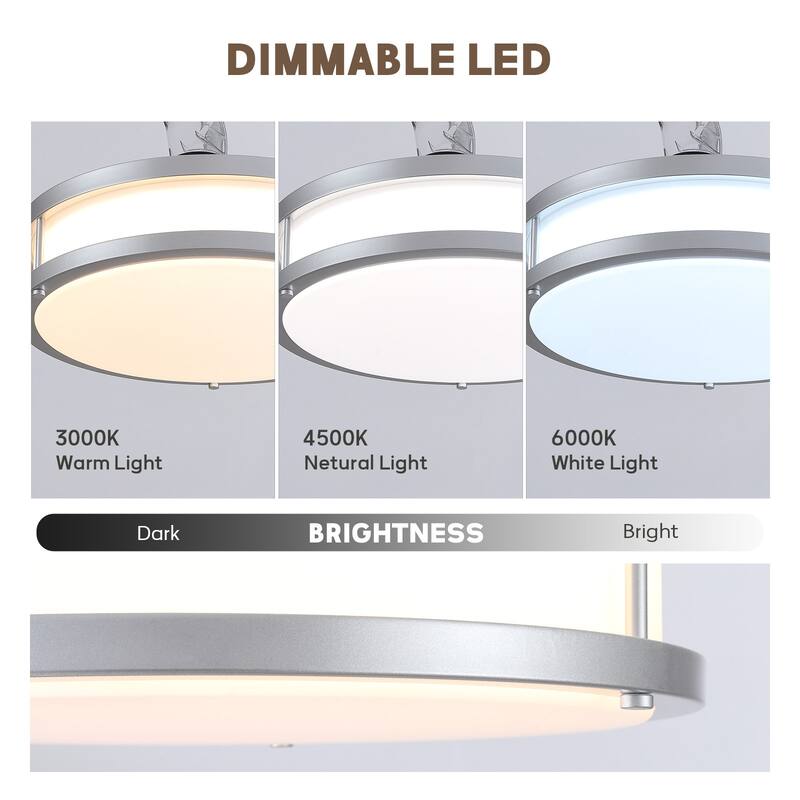 48" Modern Retractable Dimmable LED Chandelier Ceiling Fan with Lights and Remote