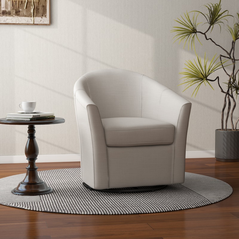 Linen Armchair Swivel Barrel Accent Chairs for Living Room - 1-Piece - Beige