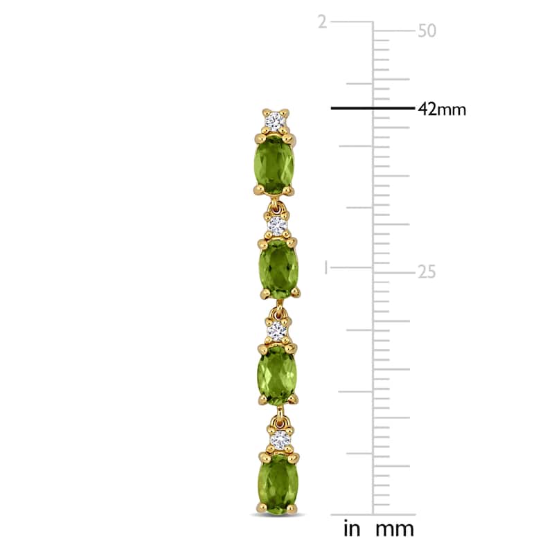 Miadora Yellow Sterling Silver 4 1/3CT TGW Peridot and White Topaz Drop Earrings
