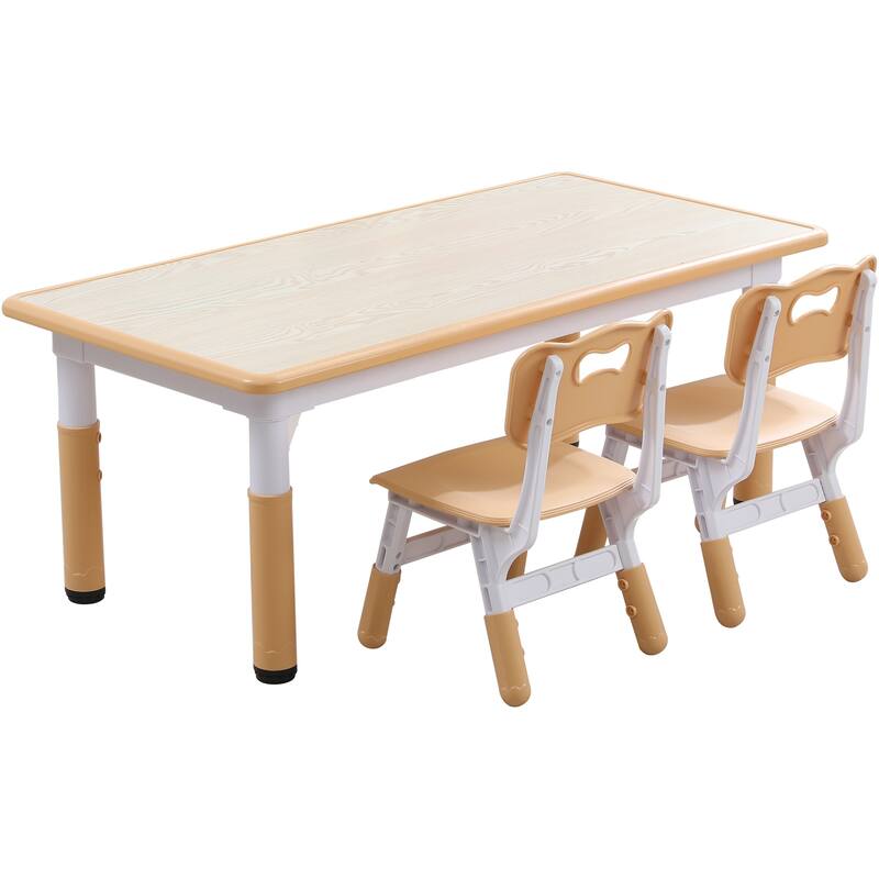 YUKOOL Kids Study Table and Chairs Set - Adjustable Height and Stylish Design