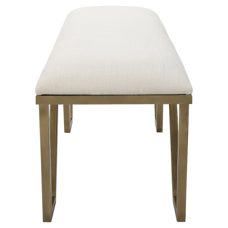 Upholstered Cushion Bench with Iron Legs - 53.75" - Antique Gold Finish