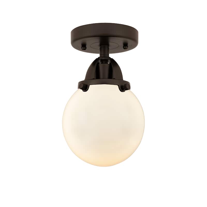 Innovations Lighting Nouveau 2 Beacon - 1 Light 6" Semi-Flush Mount - Oil Rubbed Bronze/Matte White