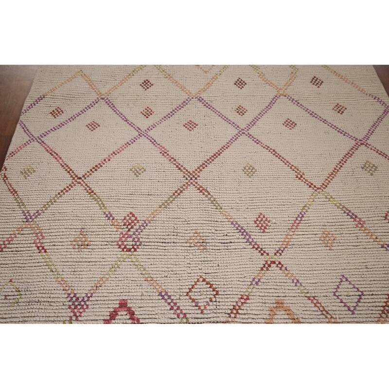 Trellis Moroccan Oriental Area Rug Hand-Knotted Wool Carpet - 5'4"x 8'7"