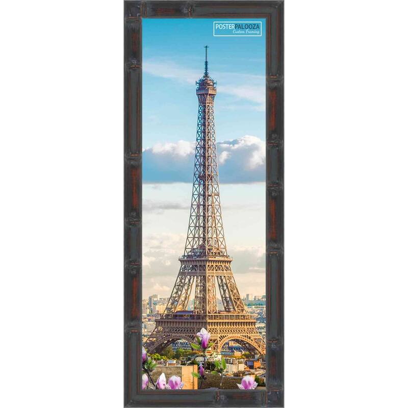 10x32 Brown Thin Bamboo Picture Frame - UV Acrylic, Foam Board Backing, Hanging Hardware