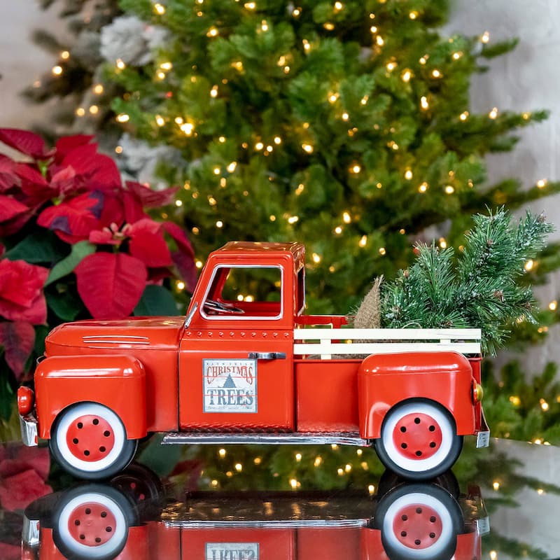 Red Metal Truck Decoration 18" - 18"x8.75"x9"