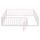 preview thumbnail 4 of 8, Pink Queen Size Metal Floor Bed Frame with Fence and Door for Kids, Boys and Girls, Bedroom