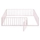 preview thumbnail 4 of 7, Queen Size Metal Floor Bed Frame with Fence and Door, Pink