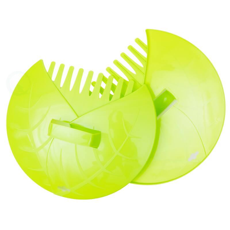 Decorative Pair of Leaf Scoops, Hand Rakes for Lawn and Garden Cleanup - Green