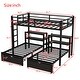 preview thumbnail 4 of 10, Black Full XL over Twin Size Metal Triple Bunk Bed with Drawers