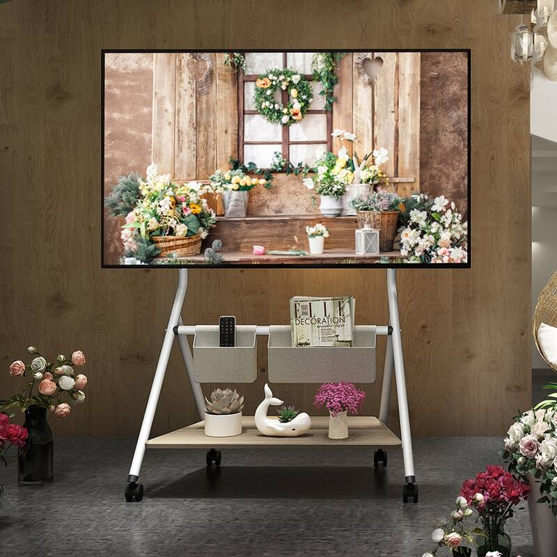 FITUEYES Mobile TV Cart for Office Classroom Rolling TV Stand with Wheels for 45-88 Inch TV