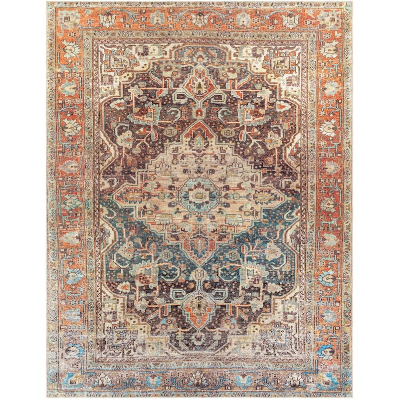 Livabliss Tawa Machine Washable Vintage Medallion Area Rug
