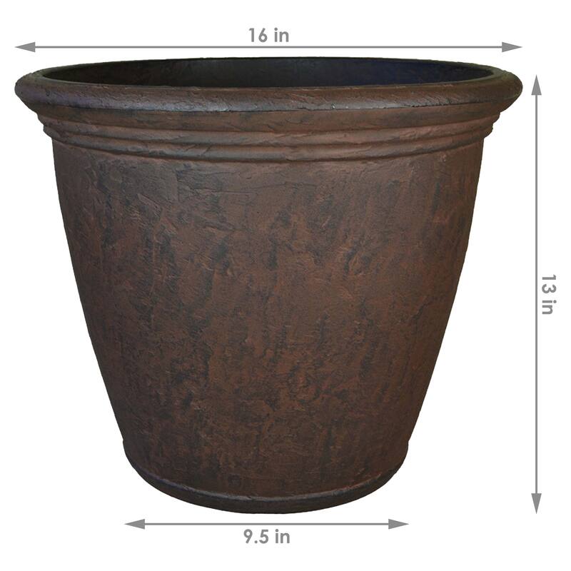 Sunnydaze Anjelica Outdoor Double-Walled Flower Pot Planter - Rust - 16"- Single - 1
