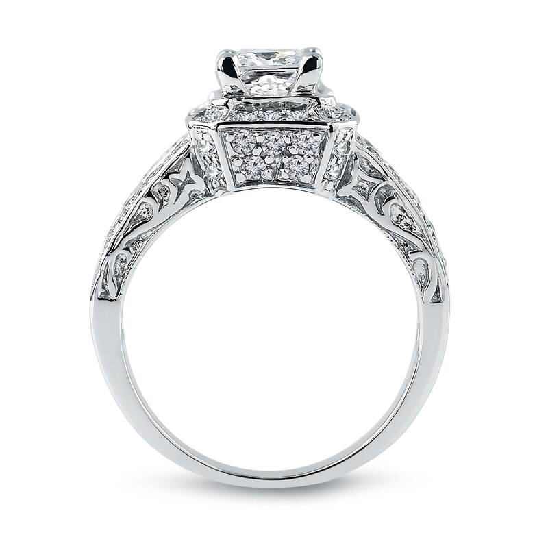 Auriya 18k Gold Vintage Art Deco 1 3/4ctw Cushion-cut Halo Diamond Engagement Ring Certified (F-G, SI1-SI2)