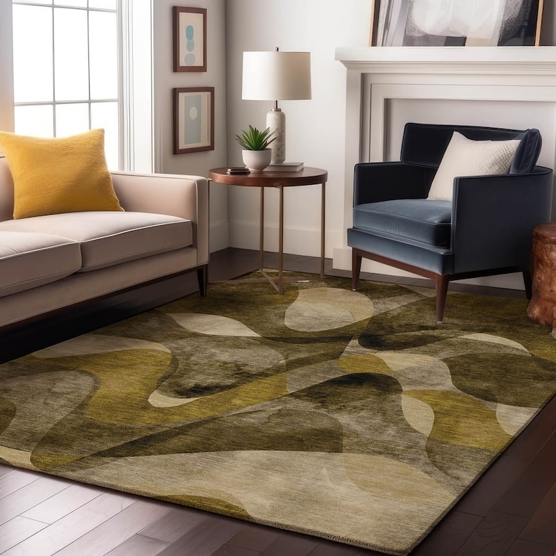 Premium Washable Super Soft Abstract Contemporary Mayfield Rug - Coffee - 9' x 12' - Rectangle