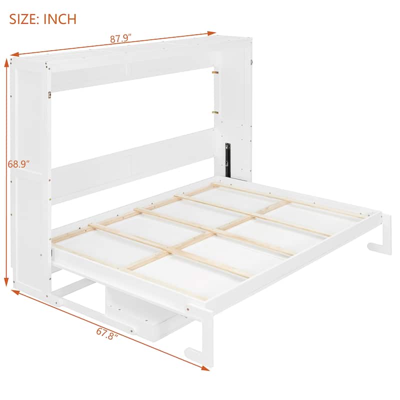 Queen Wall Murphy Bed with Flip-Down Vanity Desk by Harper&Bright Designs
