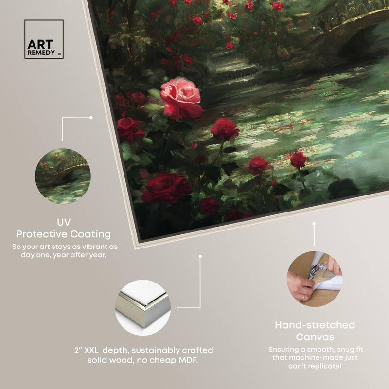Rose Garden Bridge Canvas by Art Remedy
