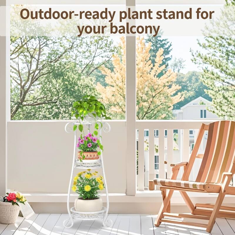 3 Tier Black Metal Plant Stand - 14"D x 14"W x 34"H