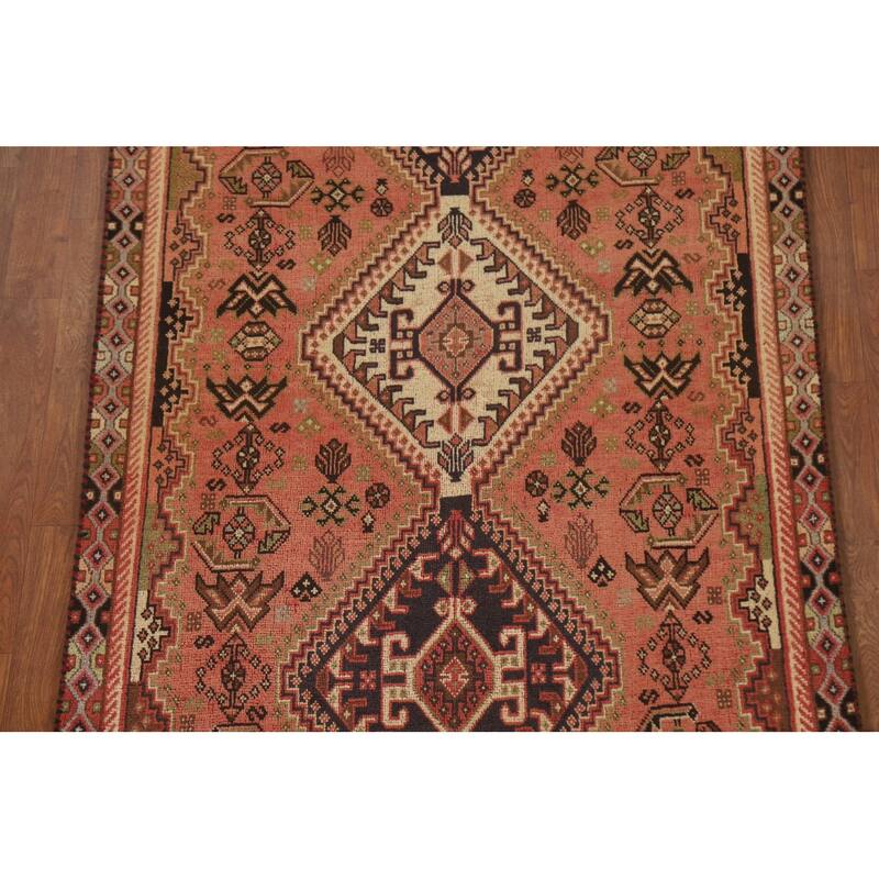Tribal Shiraz Persian Vintage Runner Rug Handmade Wool Carpet - 3'5"x 9'7"