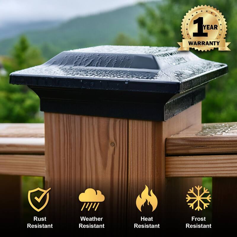 Squared Top Outdoor Post Cap - 8" - Black