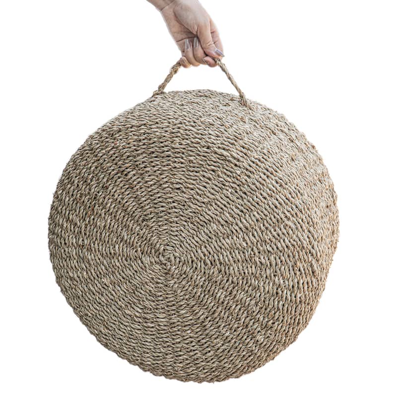 Made4Home Cera Round Natural Woven Accent Ottoman Pouf
