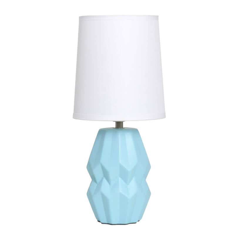 Geometric Ceramic Table Lamp with White Drum Shade - 19.5" - Pale Blue