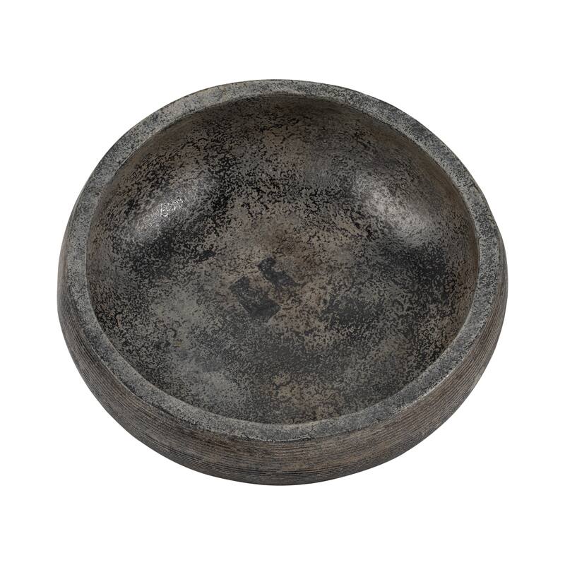Round Textured Terracotta Decorative Bowl - Home Decor - 14", Black - 14.75"