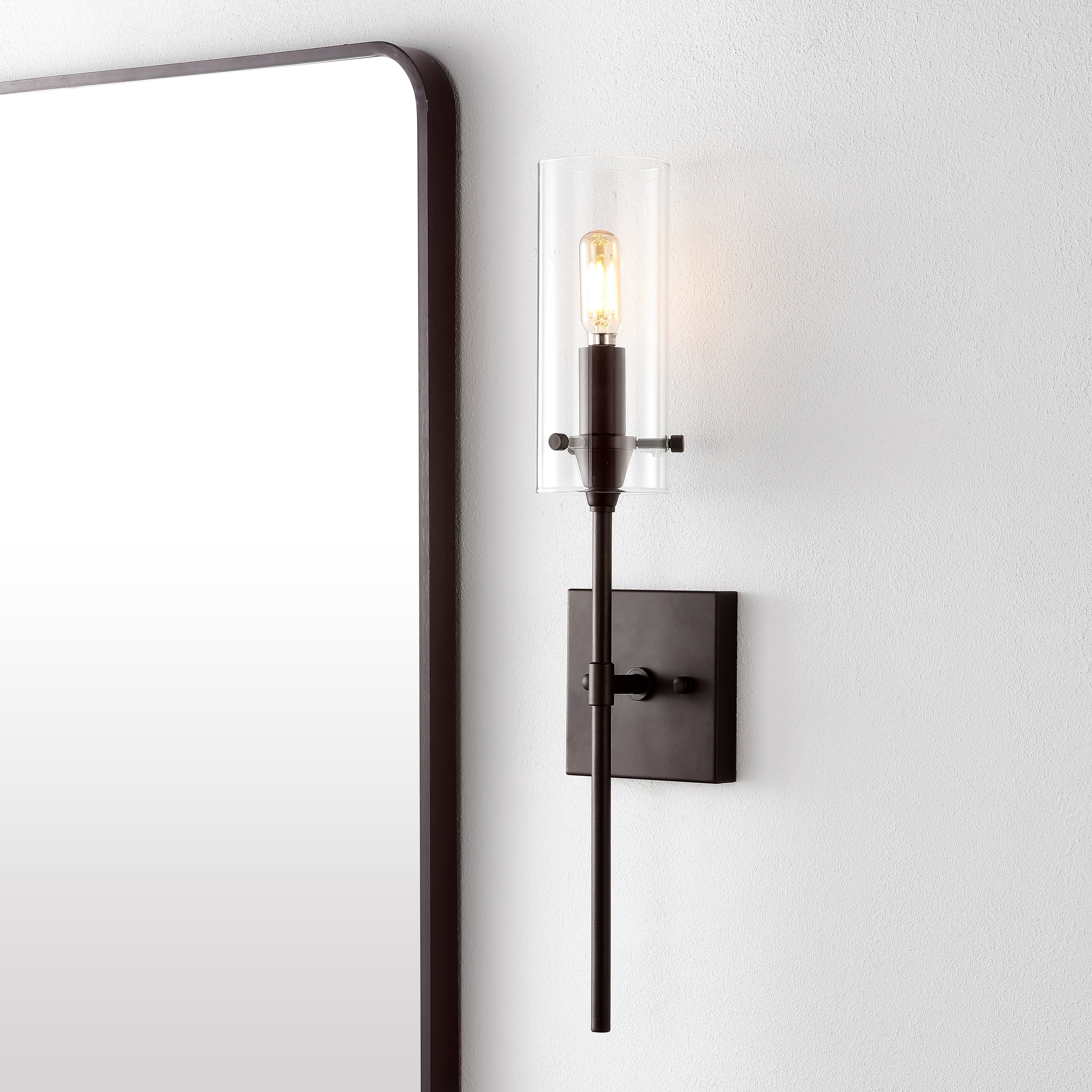 JONATHAN Y Jayce Bohemian Farmhouse Iron/Glass LED Vanity