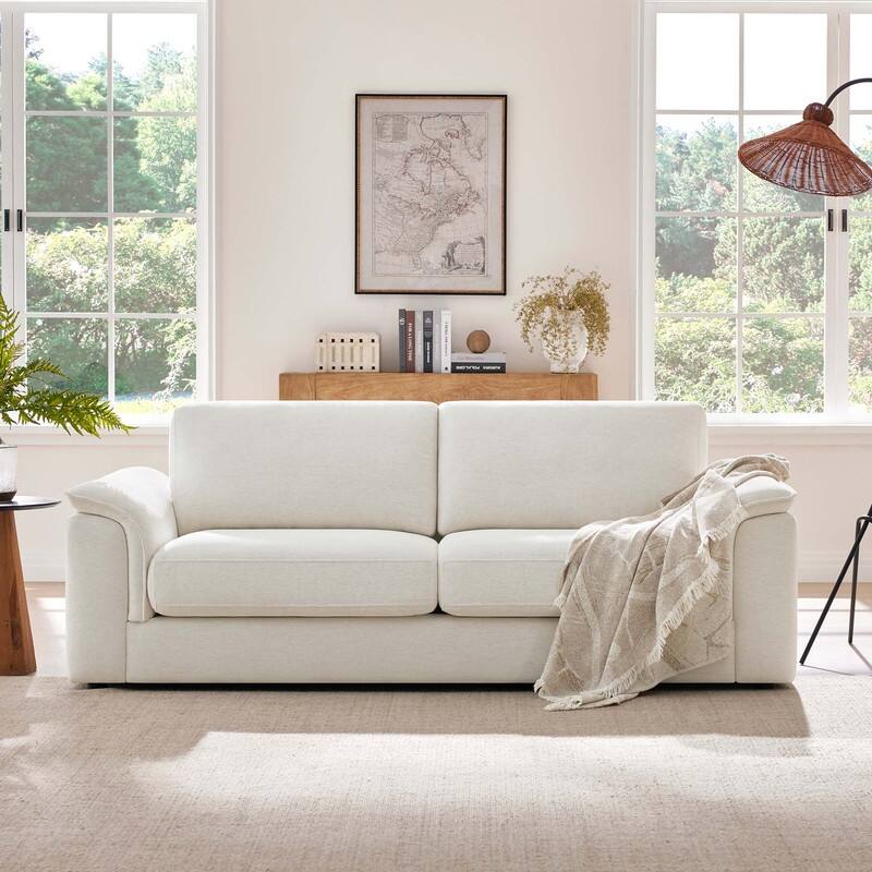 Spruce & Spring Upholstered Curved 3 Seat Sofa for Living Room