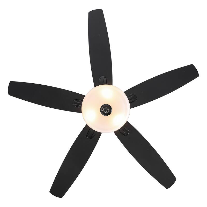 52" Black Dual Mounting Ceiling Fan with LED Light and Pull Chain