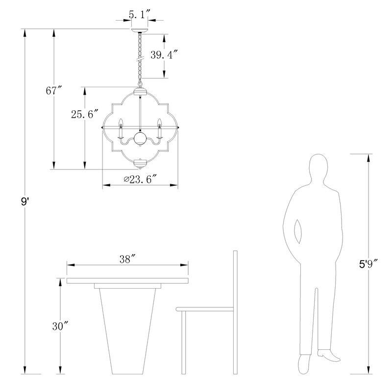 Maxax 6 - Light Candle Style Geometric Chandelier - MX19063-6-P