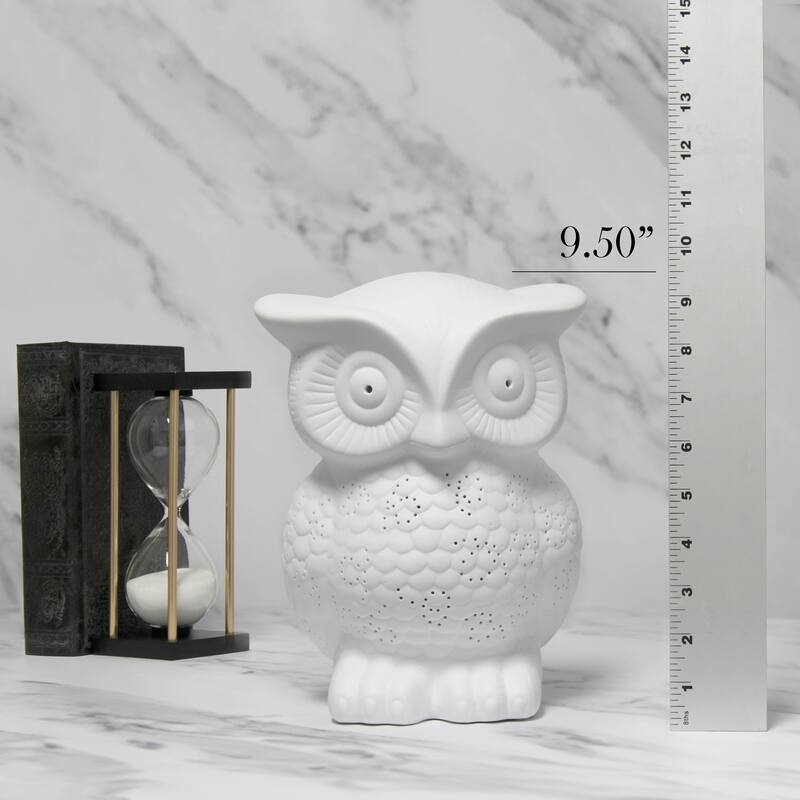 9.84 in. White Finish Table Lamp, Sturdy Owl Shaped Table Lamp for Living Rooms and Bedrooms