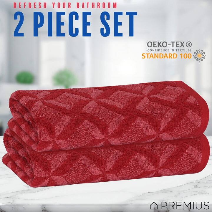 PREMIUS 2-Pack Geo 100% Cotton Yarn Dyed Hand Towel, 16x28 Inches - 16x28 Inches