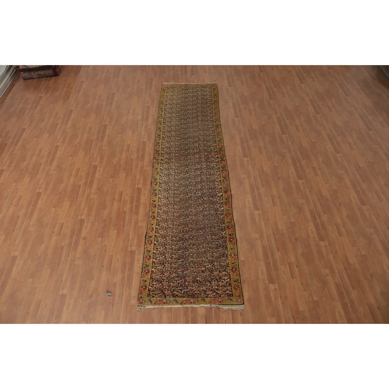 Hand Knotted Oriental 100% Wool Carpet Traditional All-Over Multi-Colored Bakhtiari Runner Rug - 14' 4'' X 3' 5''