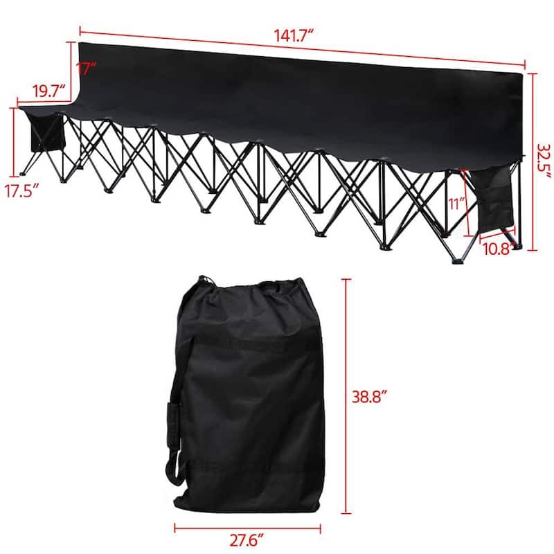 Yaheetech 8 Seats Portable Outdoor Folding Bench Camping Bench Chairs