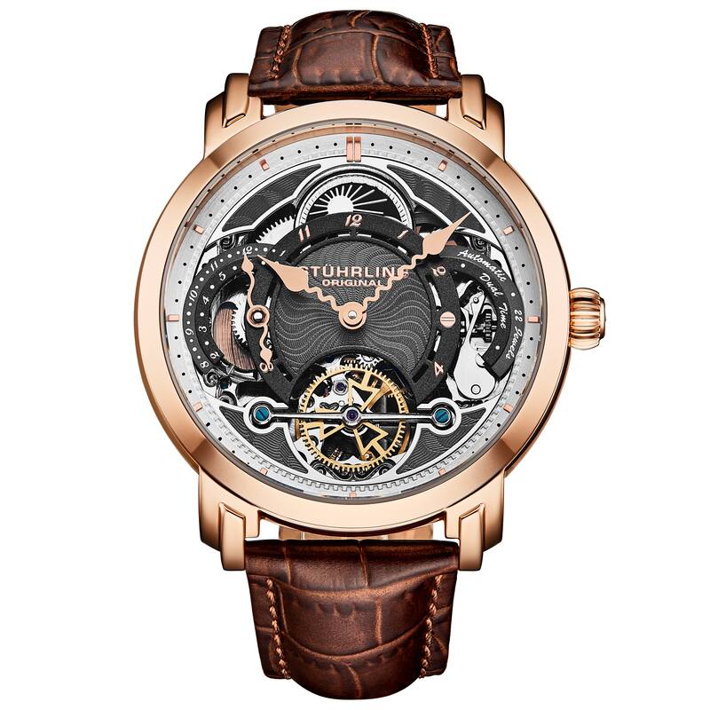 Celestial Timekeeper 1017 Dual Time Automatic 44mm Skeleton Watch - Grey