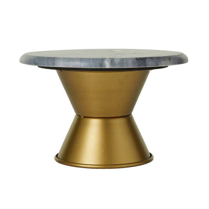 CosmoLiving by Cosmopolitan White or Gray Ceramic Cake Stand with Gold Base