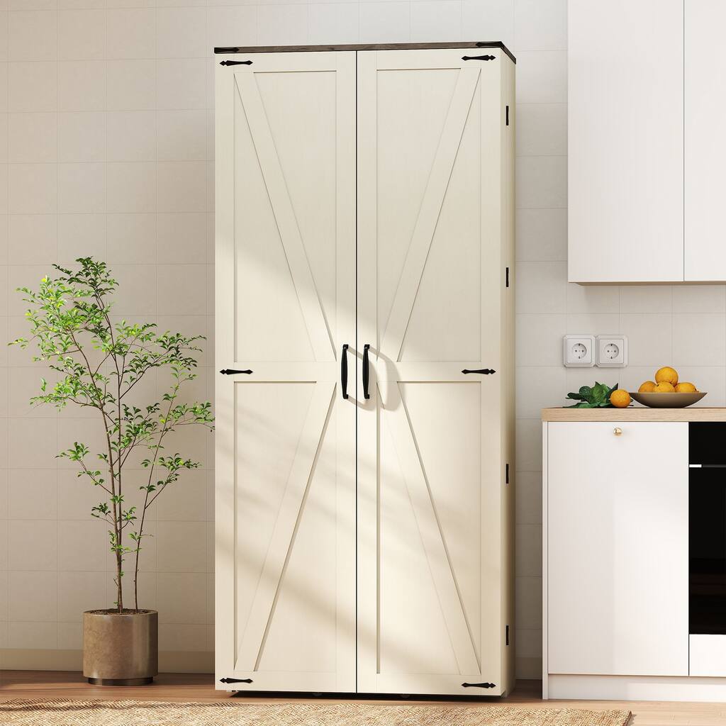 67" Kitchen Pantry Cabinet with Adjustable Shelves, Tall Storage Organizer Cupboard for Kitchen, Dining Room