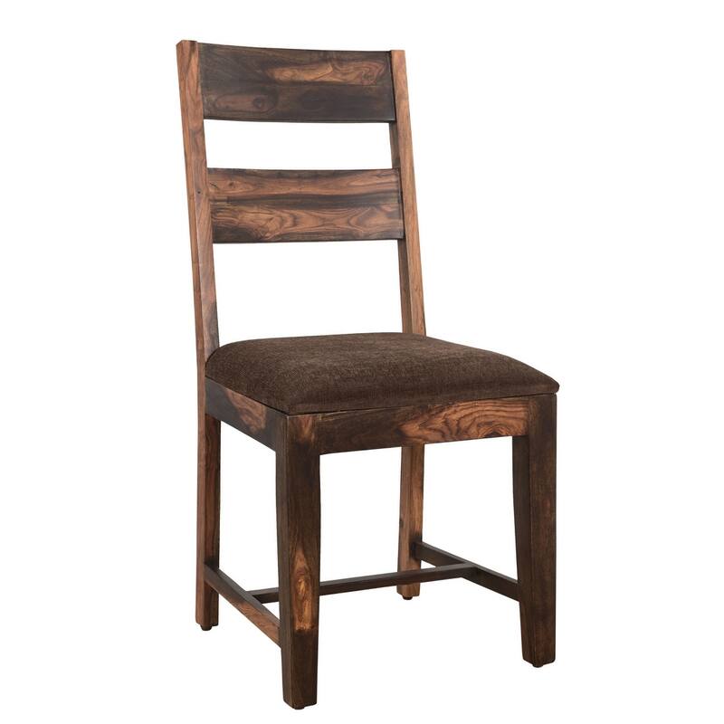 HomeRoots Set of Two Brown Upholstered Seat Ladder Back Dining Side Chairs - 18' X '39' X '18