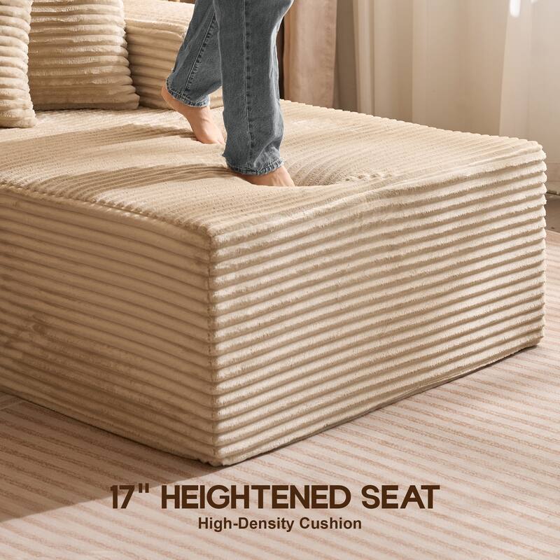 OVIOS All-Foam Plush L-Shaped Sofa​