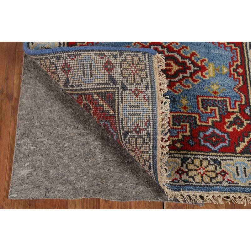 Light Blue Geometric Viss Oriental Runner Rug Hand-Knotted Wool Carpet - 2'6"x 7'9"
