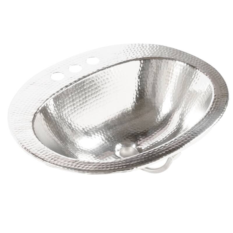 Seville Nickel 20" Oval Drop-In Bath Sink with Parisa Faucet Kit