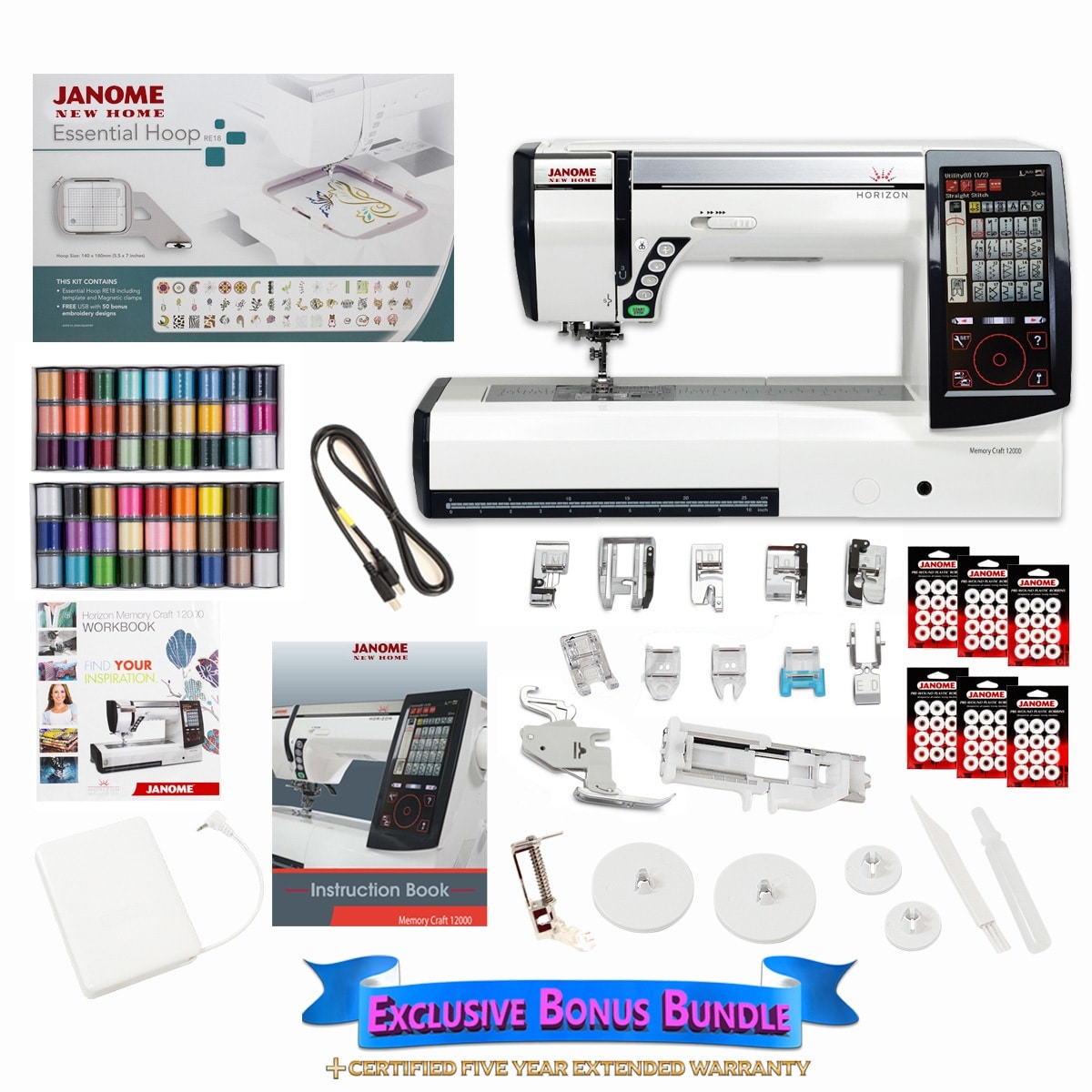 Janome Horizon Memory Craft 12000 Embroidery and Sewing Machine with