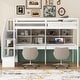 preview thumbnail 18 of 32, Twin Loft Bed with Storage Staircase, Double Desks, and Shelves, Grey White