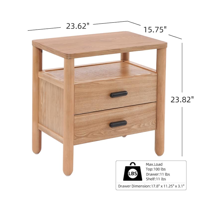 Christopher Knight Home - Modern Minimalist 23.62" Nightstand with Rounded Wood Legs & Open Storage Shelf, Multi-Functional Use
