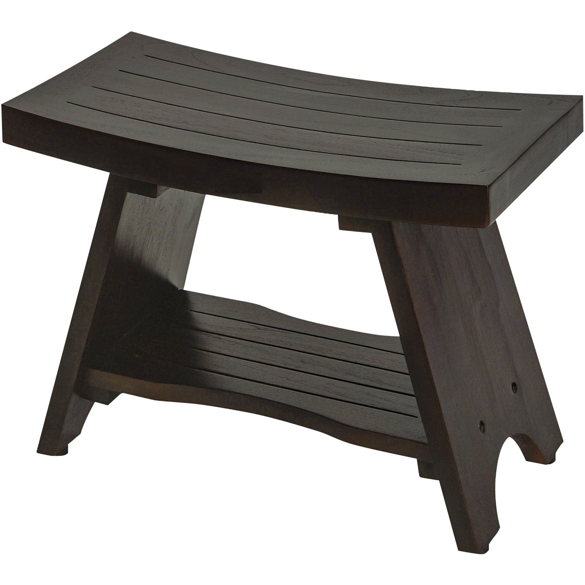 rectangular teak shower stool or bench with shelf in brown finish rectangular teak shower stool or bench with shelf in brown finish