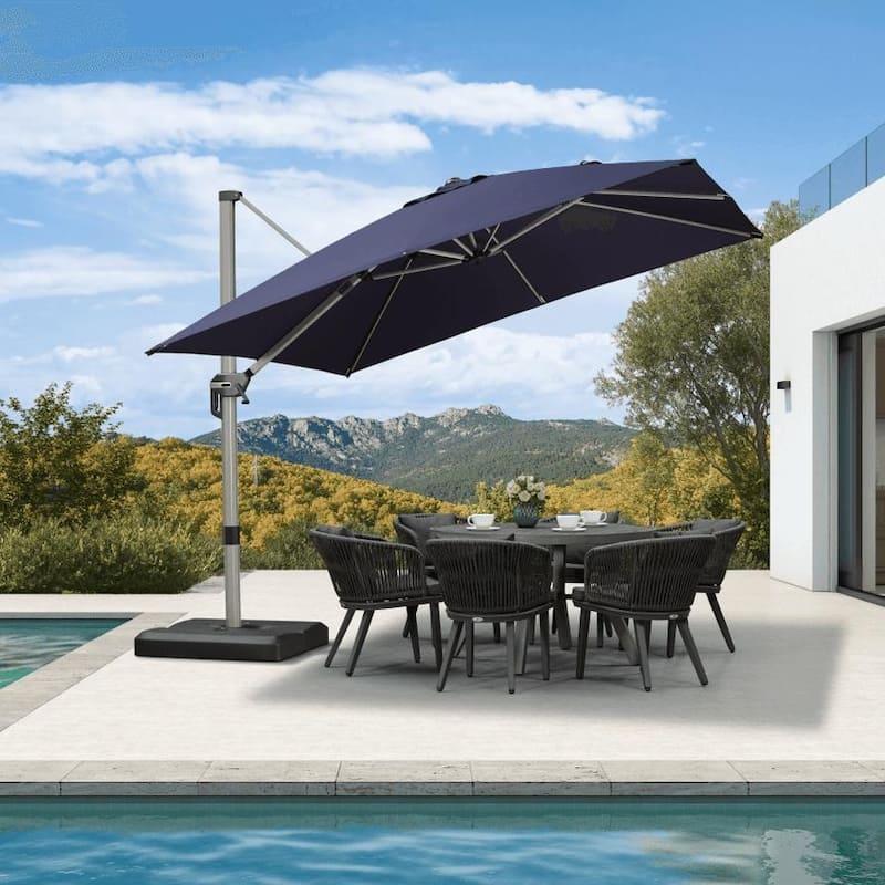 PURPLE LEAF Elegant Champagne-Gold Patio Cantilever Umbrella Adjustable Offset Umbrella